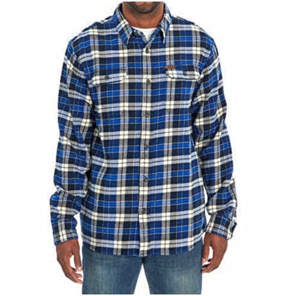ORVIS Gorp Core Plaid Thick Flannel Long Sleeve Button Up Shirt Blue M